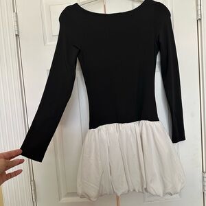 Black and White Long Sleeve Bubble Dress